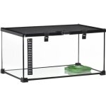 Pawhut - bo�te � reptiles - verre - 50x30x25cm - noir