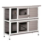 Cage � lapin - pawhut - bois massif clapier 2 niveaux toit ouvrant plateaux coulissants - bois - 122x50x101cm ...