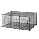 Pawhut cage parc enclos rongeurs modulable dim. l 105 x l 70 x h 45 cm 1 porte fil mtallique noir