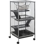 Cage pour petits animaux - pawhut - 4 niveaux portable roulettes 2 portes 3 rampes hamac plateau - m�tal ...