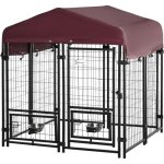 Pawhut - chenil extrieur pour chiens - acier - 120x120x138cm - multicolore