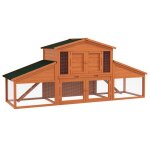 Pawhut - clapier - bois - 225x70x100cm - orange