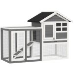Pawhut - clapier - bois massif de pin - 122x62. 6x92cm - gris blanc