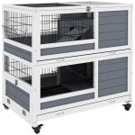 Pawhut - clapier - bois de sapin - 90x53x97cm - gris Pawhut - clapier - bois de sapin - 90x53x97cm - gris