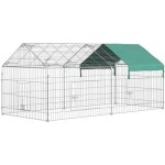 Cl�ture pour petits animaux - pawhut - cage animaux cadre m�tal galvanis� 4 piquets inclus - m�tal - ...