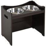 Pawhut gamelle double chien chat porte - gamelles surlev dim. 54l x 31l x 47h cm 2 gamelles acier inox. ...