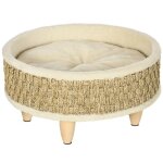 Pawhut - panier pour chien - peluche (100 % polyester) - 48x48x24. 5cm - beige