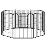 Luxe parc enclos - pawhut - modulable acier �poxy porte verrouillable chiens lapins rongeurs - acier ...