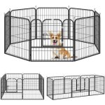 Luxe parc enclos - pawhut - modulable acier �poxy porte verrouillable chiens lapins rongeurs - acier ...