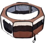 Parc enclos - pawhut - pliable pour chats et petits animaux octogonal tissu oxford acier - � 90x41cm ...