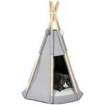 Pawhut - tente tipi pour animaux - feutre (100 % polyester) - 54. 5x54. 5x77cm - gris