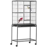 Pawhut - volire - mtal - 77x47x163cm - gris