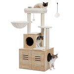 Pawz road arbre  chat en bois solide stablegrand plateforme nichecoussin amoviblegrand hamac suspendu127cmbei ...