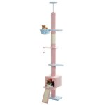 Pawz road arbre a chat au plafond ajustable 216 - 273 cm arbre  chat avec hamac & condo & ceinture anti ...