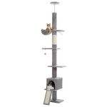 Pawz road arbre a chat au plafond ajustable 216 - 273 cm arbre  chat avec hamac & condo & ceinture anti ...