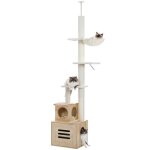 Pawz road arbre � chat xxl maine coonliti�re int�gr� solide stableau plafondhauteur ajustable240 - 285cmbeige ...