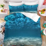 Paysage de la mer ocan blue parure de lit 3 pieces 1 housse de couette 150 * 200cm et 2 taies doreillers ...