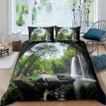 Paysage naturel cascade parure de lit 3 pieces 1 housse de couette 220 * 240cm et 2 taies doreillers ...