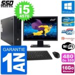 Pc hp prodesk 600 g1 sff ecran 22 i5 - 4570 ram 16go ssd 480go windows 10 wifi