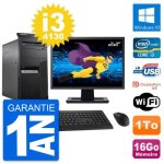 Pc tour lenovo m83 ecran 22 intel i3 - 4130 ram 16go disque 1to windows 10 wifi