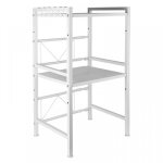 Meuble de cuisine - peaches - tagre double pour four  micro - ondes - acier au carbone - blanc - ajustable ...