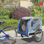 Peaches remorque de vélo 137 * 73 * 90cm pliable remorque vélo pour chien bleu gris Peaches remorque de vélo 137 * 73 * 90cm pliable remorque vélo pour chien bleu gris