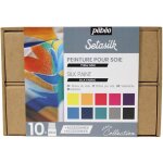 Coffret peinture - pebeo - setasilk - 10 pots de 45 ml - opaque - accessoires inclus
