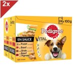 Pedigree 48 sachets fra�cheur en sauce 4 vari�t�s pour chien 100g (2x24)