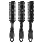 3 pices coupe - cheveux peigne double face coupe de cheveux ciseaux lame en mtal rasoir plastique cheveux ...