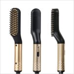 Peigne lectrique 2 en 1 lisseur barbe cheveux homme coiffure brosse professionnel peigne chauffant lissant ...