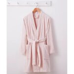 Peignoir de bain mixte 100% coton - p�che / rose manches longues longueur 140 cm - orpheebs