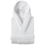 Peignoir � capuche adulte pure coton s hauteur courte blanc