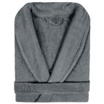 Peignoir col ch�le adulte pure coton 3xl gris anthracite