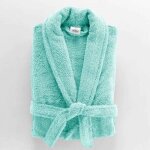 Peignoir col ch�le en coton tendresse c�ladon