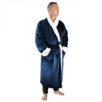 Peignoir robe de chambre polaire mixte utra douce - l / xl - bleu - vivezen