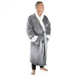 Peignoir robe de chambre polaire mixte utra douce - l / xl - gris - vivezen