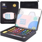 Peinture aquarelle - haopyou - palette transportable - 36 couleurs - bo�te en fer - blanc - sac en velours ...
