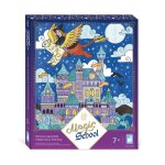 4 tableaux aux traits paillets - peinture aquarelle - thme magie - magic school - kit loisir cratif ...