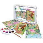 Peinture aquerelle - sentosphere - aquarellum - amazone - 9 couleurs - 3 tableaux - sertissage sur papier ...