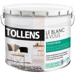 Peinture - blanc - satin - tollens - toutes pices - murs plafonds boiseries - resiste aux chocs - 10l ...