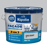 Peinture faade universelle 2 en 1 avec sous - couche intgre - mat - 10l - gris granit - ripolin xpro3 ...