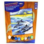 Peinture au numro - ksg - dauphins - lumineuses et colores - pour enfants  partir de 9 ans