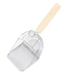 Pelle  litire en acier inoxydable pour chat - grille ovale - tamis  mailles - poigne ergonomique