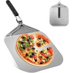 Pelle � pizza - professionnelle - 32 x 32 cm - acier inoxydable - poign�e pliable - support large
