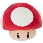 Peluche club mocchi mocchi champignon 30 cm - tomy - mario kart - rouge et blanc - pour bb