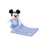 Peluche mickey avec mouchoir et etoile phosphorescente bleu 18 cm set - doudou disney enfant brille dans ...