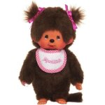 Peluche monchhichi kiki fille avec tresses rose 20cm Peluche monchhichi kiki fille avec tresses rose 20cm