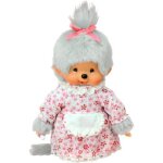 Peluche monchhichi mamie - bandai - 20 cm - gris et rose - convient aux enfants � partir de 24 mois