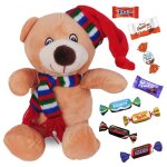 Peluche ourson de nol 30cm accompagne de 20 chocolats milka kinder daim & clbrations pour gter les ...