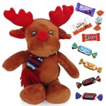 Peluche renne de nol 30cm accompagne de 20 chocolats milka kinder daim & clbrations pour gter les ...